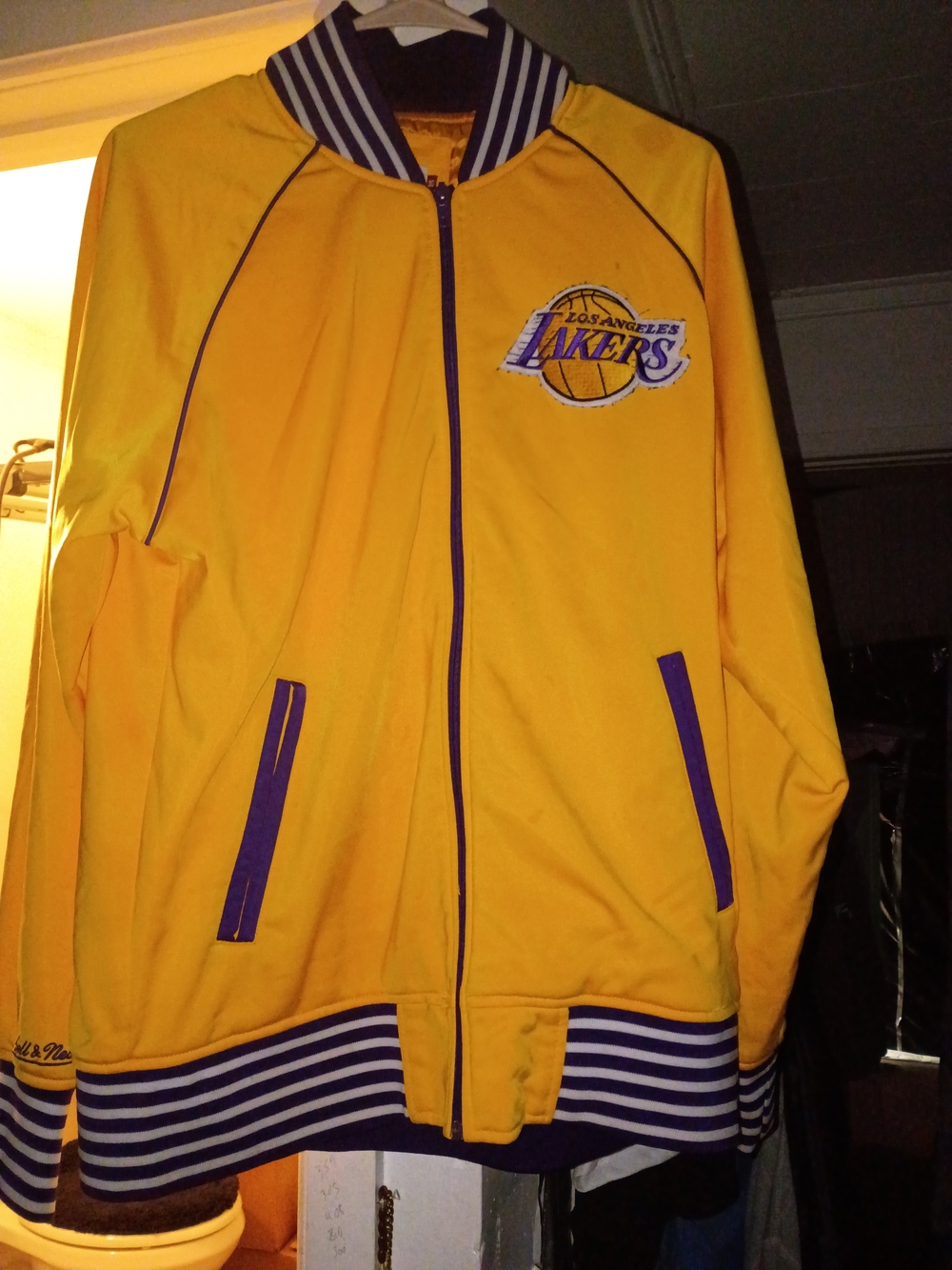 Mitchell & Ness Yellow and Purple Team Sleeve Jacket
